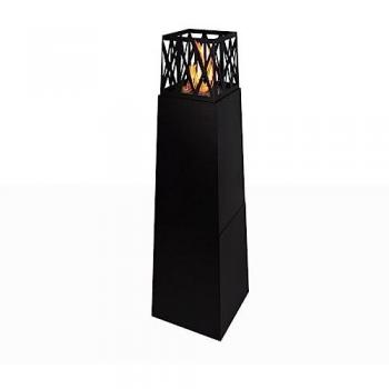 Camino a Bioetanol para Jardín Exterior Diseño Columna Vulcano Negro 40x40x145 cm