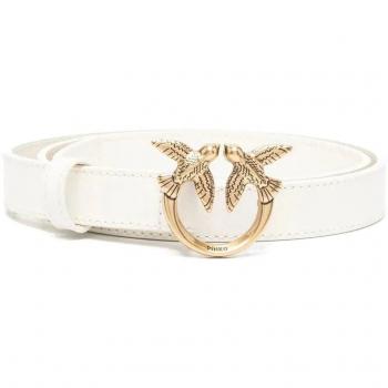 Pinko Love Birds Leather Belt - White - Size M