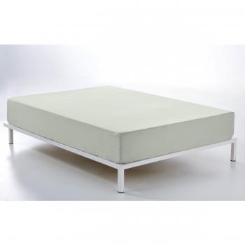 ESTELA - Sábana Bajera Ajustable 100% algodón Peinado de 200 Hilos, Color Hueso - Cama de 150 cm - Alto de 30 cm