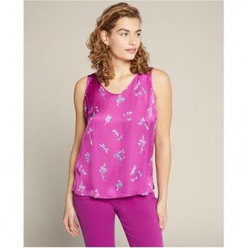 Elena Miró - Top de viscosa con estampado herbario y cuello de pico