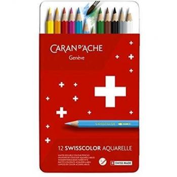Lápices de Color Aquarelables Caran d'Ache Swisscolor Caja Metálica 12 Unidades