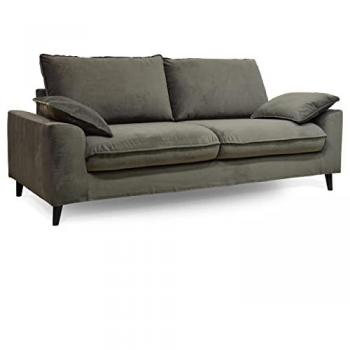 Sofá Cama Convertible de Terciopelo 3 Plazas Verde Caqui Oviala
