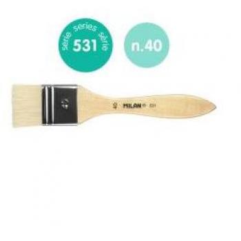 Paletina Pincel Milan Serie 531 Nº40 Pelo de Cerda Natural Chungking para Barnices y Óleo, Mango de Madera de Pino Natural, Ancho 40mm