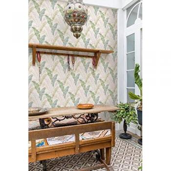 Papel Pintado DUTCH WALLCOVERINGS Hojas Tropicales Gris y Verde