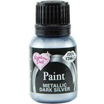 Pintura Comestible Metálica Plata Oscura 25ml