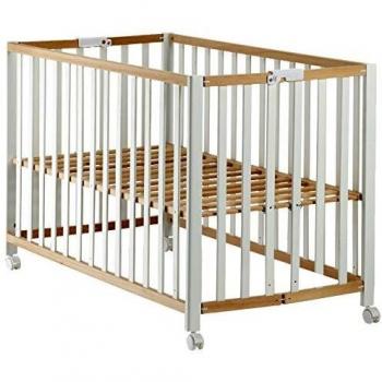 Cuna Plegable Bicolor 60x120cm con Ruedas y Altura Ajustable
