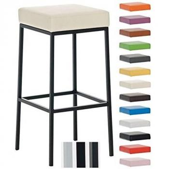 Taburete de Bar Montreal 80 cm en Similpelle Crema y Estructura Negra con Reposapiés