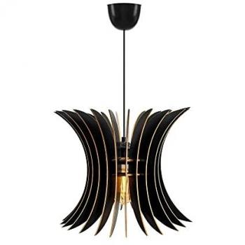 Lámpara de techo Covadonga de diseño gran ala, MDF negro, 35x35x65 cm, casquillo E27 Max 45-60W