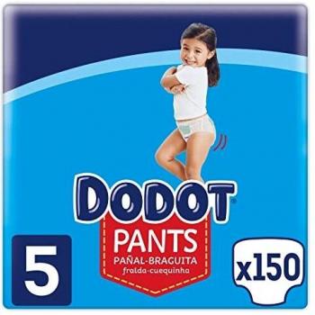 Dodot Pañales Bebé Pants Talla 5 (12-17 kg), 150 Pañales, Pañal-Braguita con Ajuste 360° Anti-Fugas