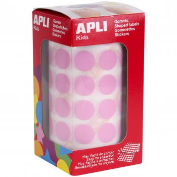 APLI Kids - Rollo de gomets redondos 15 mm, color rosa