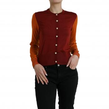 Dolce & Gabbana Multicolor Silk Crewneck Cardigan Sweater - IT42|M, Female, Size: S
