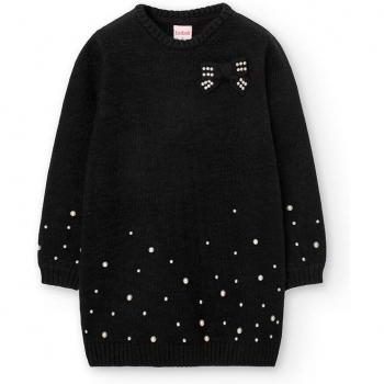 Boboli - Vestido de niña de punto con lazo y perlas decorativas