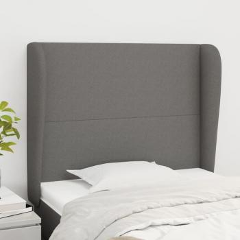 Cabecero de Tela Gris Oscuro con Orejas 93x23x118/128 cm