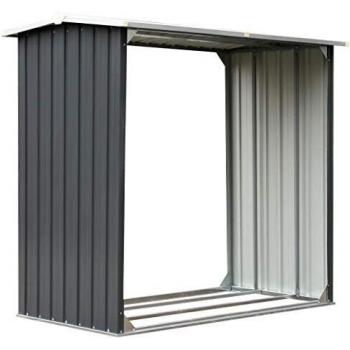 vidaXL Casetilla para Leña Acero Galvanizado Gris 172x91x154 Caseta Cobertizo