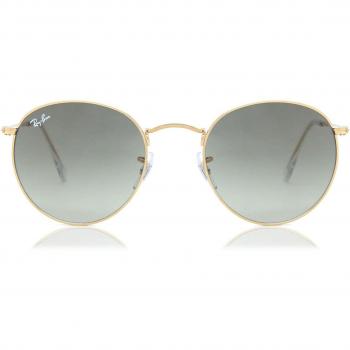 Ray-Ban Round Metal Gafas de Sol RB 3447 001/71, Gafas de Sol Redondas de Metal para Hombre con Ajuste Asiático, Color Dorado