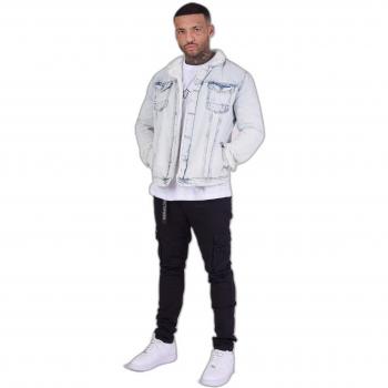 Project X Paris Light Blue Denim Jacket with Sheepskin Collar Size S