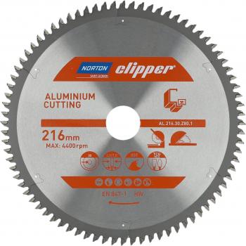 Hoja de sierra circular Norton 216mm x 30mm x 80z aluminio (2,6/1,8)