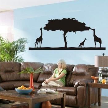 INDIGOS UG Vinilo Decorativo para Pared w559 África/estepa, la Jirafa 80x33 cm, Negro, 80x8x33 cm