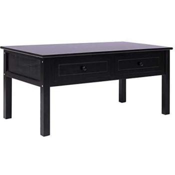 vidaXL Mesa de Centro Madera Mobiliario Decoración Hogar Interiores Moderna Elegante Práctica Versátil Duradera Robusta Resistente Negra 100x50x45cm