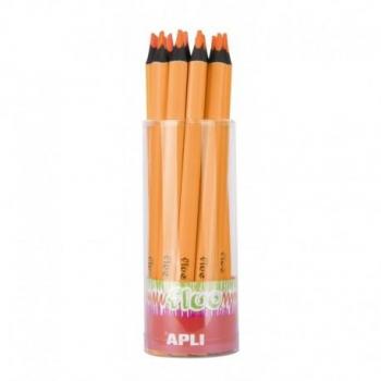 Lápices jumbo fluorescentes naranja - triangulares de 5mm - pack de 18 unidades