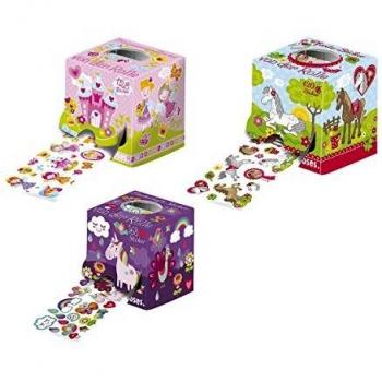 Rollo de Pegatinas Adhesivas para Niñas - Diseños de Princesas, Unicornio o Caballo (120 Stickers)