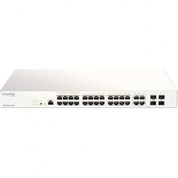D-Link Nuclias DBS-2000-28MP Managed L2 Gigabit Ethernet Cloud Switch with 24 PoE Ports, 4 Combo/SFP Ports and 1 Year License, Grey