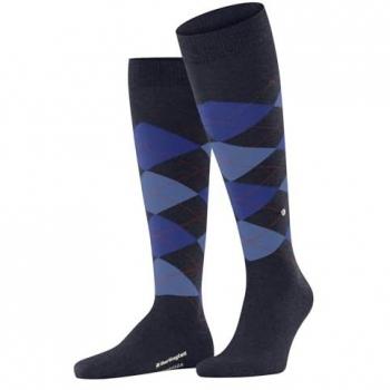 Burlington Edinburgh Men's Knee-High Socks - Eco-Friendly Virgin Wool with Diamond Pattern, One Size (6.5-11)