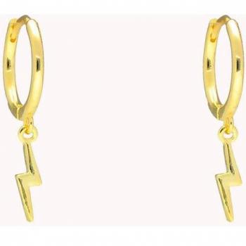 Pendientes OKsilver Aro Rayo Mini Liso Plata Bañada en Oro