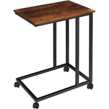 Mesa auxiliar Luton Tectake - 48 x 35 x 70 cm | Cuatro ruedas giratorias con dirección suave y sistema de bloqueo | Tablero MDF con un bonito veteado | Mesilla almacenamiento | Mesa de salón para decoración