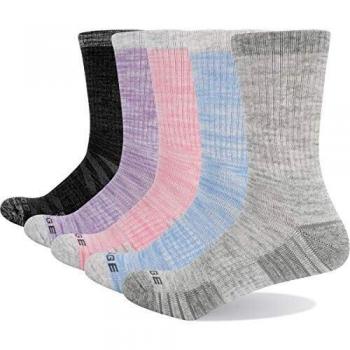 YUEDGE 5 Pares Mujer Calcetines de Senderismo para Trekking Camping Ciclismo Tenis y Otros Deportes, Transpirable, Alto Rendimiento