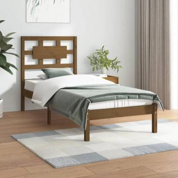 Estructura de cama de madera maciza de pino en color marrón miel, dimensiones 100x200 cm