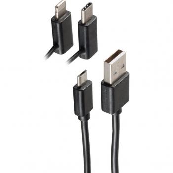 Cable de datos y carga Shiverpeaks 3 en 1, Micro/Tipo C/Lightning, 2 m