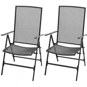 vidaXL Stackable Garden Chairs 2 pcs Steel Grey