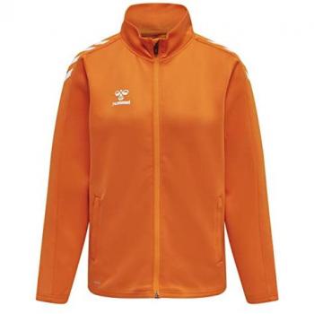 Hummel Chaqueta Core XK Poly, casaco de fato de treino para desporto feminino com meio fecho de correr, sudadera Hmlcore XK Poly Zip para mujer en color Tiger Naranja, talla Large