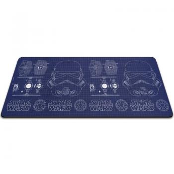 Alfombrilla XL Plano Azul Casco Stormtrooper y TIE Fighter 35 x 80 cm