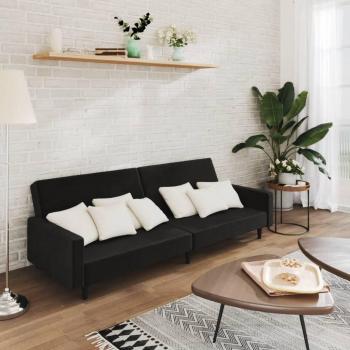 Sofá cama 2 plazas terciopelo negro Vidaxl