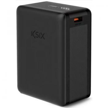 Powerbank Ksix Nano 30.000 mAh, para portátiles, tamaño bolsillo, Power Delivery, 65 W, cable USB-C, carga simultánea, color negro