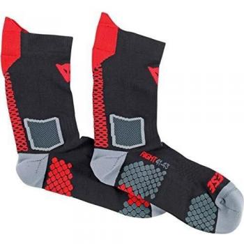 Dainese-D-CORE MID calcetín, Negro/Rojo, Talla L