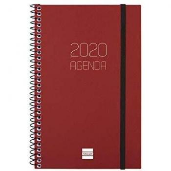 Finocam - Agenda 2020 semana vista apaisada Espiral Opaque Burdeos catalán