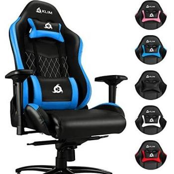 Silla Gaming Ergonomica KLIM eSports Negra/Azul de Piel Sintética