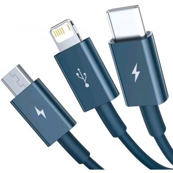 Cable USB Baseus CAMLTYS-03 3 en 1 de carga rápida 1,5m Azul