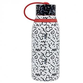 Botella térmica de acero inoxidable premium Mickey Mouse Vibes 330 ml, dimensiones 6x6x18 cm, con tapón y correa