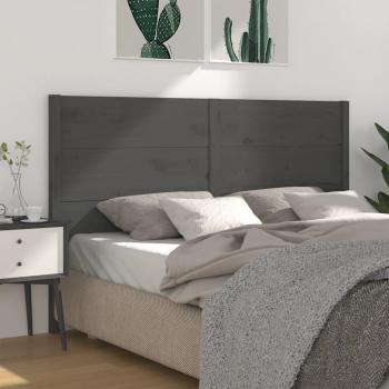 Cabecero para cama gris 126x4x100cm madera maciza de pino