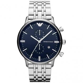 Emporio Armani Reloj para Hombre AR1648, cronógrafo clásico, acero inoxidable, color plata, tamaño único