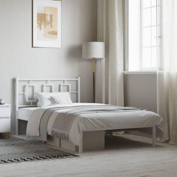 Cama de metal con cabecero blanco 107x203 cm