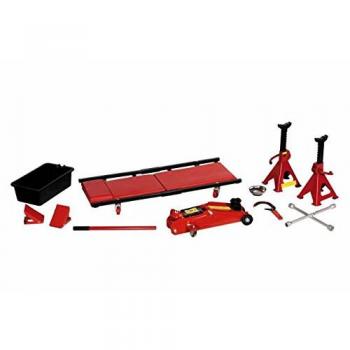 Kit de gato hidráulico, 2 caballetes, 2 calzas y herramientas
