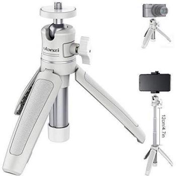 MT-08 Mini Tripod Smartphone Trípode de Escritorio Extensible Handheld Extension Pole Selfie Stick 1/4 Handle Grip Handle para Smartphone Cámaras Vlogging Travel
