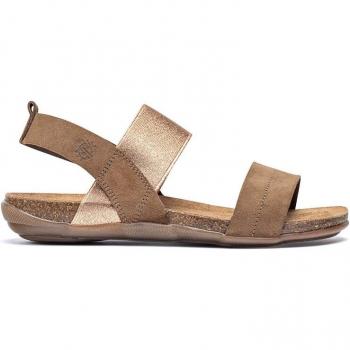 Yokono Manacor-001 Sandalia Plana de Mujer en Piel y Serraje con suela plana