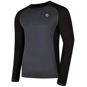 Dare 2b Exchange Fast Wicking & Quick Drying Anti Bacterial Odour Control Long Sleeve Base Layer Top with Brush Backed Thermal Fabric Capa, Hombre, Negro/Gris ébano, XL