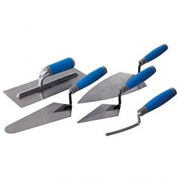 Silverline Tools 395016 Paletas de Albañil con Mango Engomado, Caja de 5
